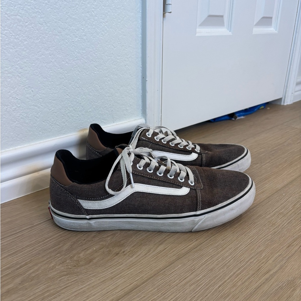 Vans Men's Dark Brown and White Sneakers
